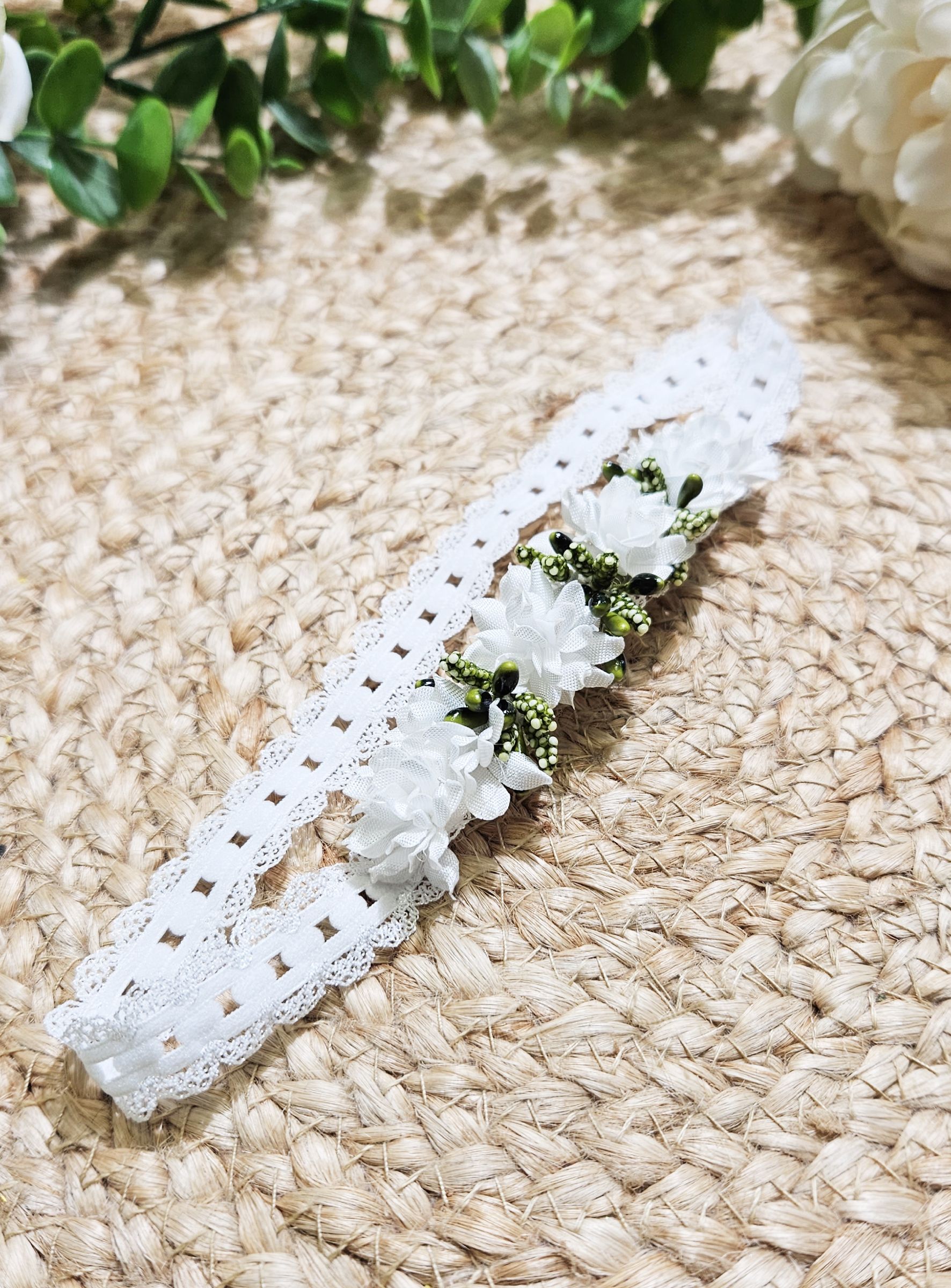 Bandeau Bébé Fille Chic Avec Fleur En Dentelle Et Mousseline - Neuf Avec étiquettes