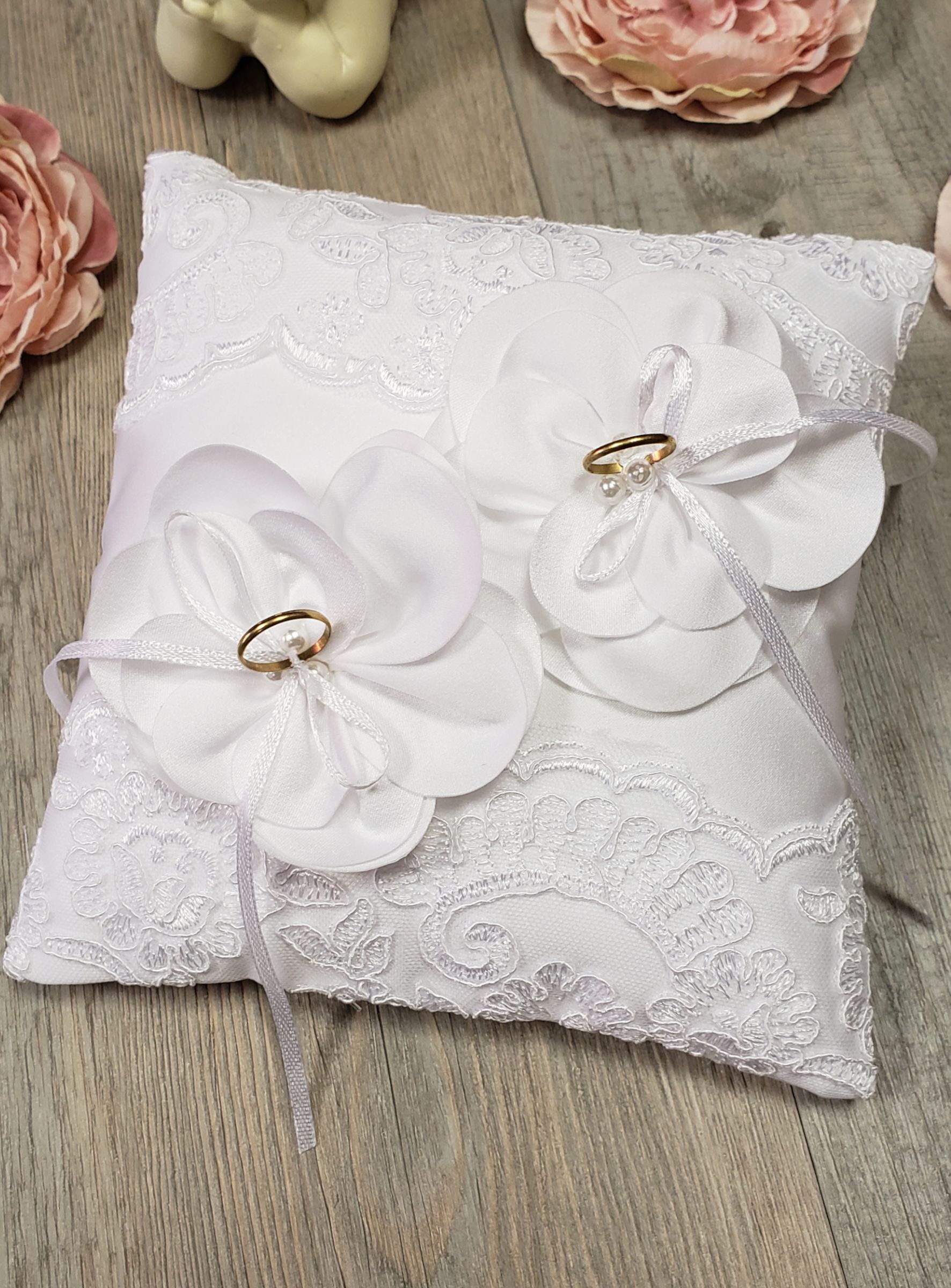 Coussin Porte-alliances Mariage Style Campagne - Lin Avec Nœud Et Fleurs, Idéal Cérémonie Ou Décoration Romantique