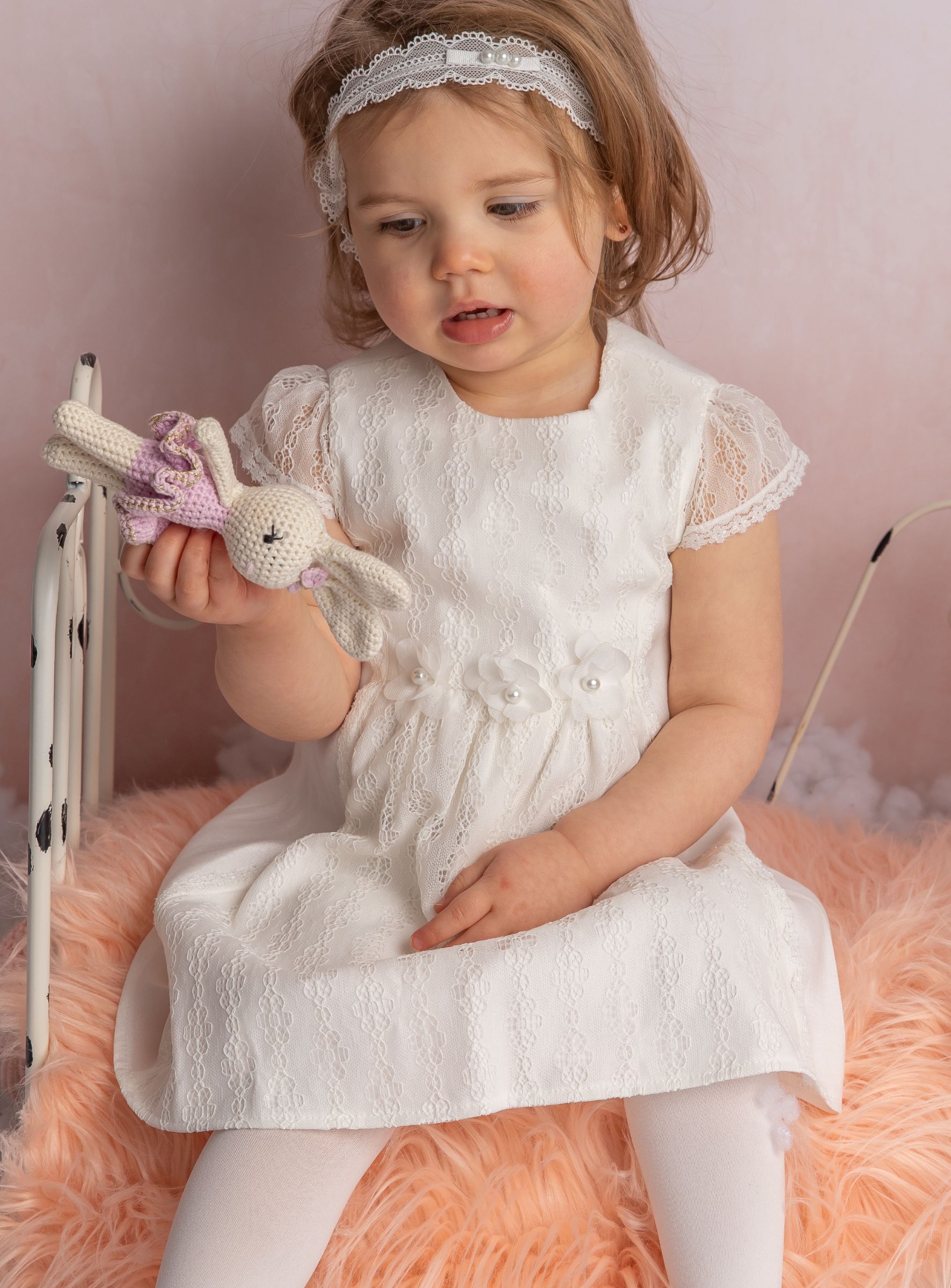Robe Bébé Bandage Dentelle - Col En V - Neuve Avec étiquettes - Marque BEBE - Taille Régulière