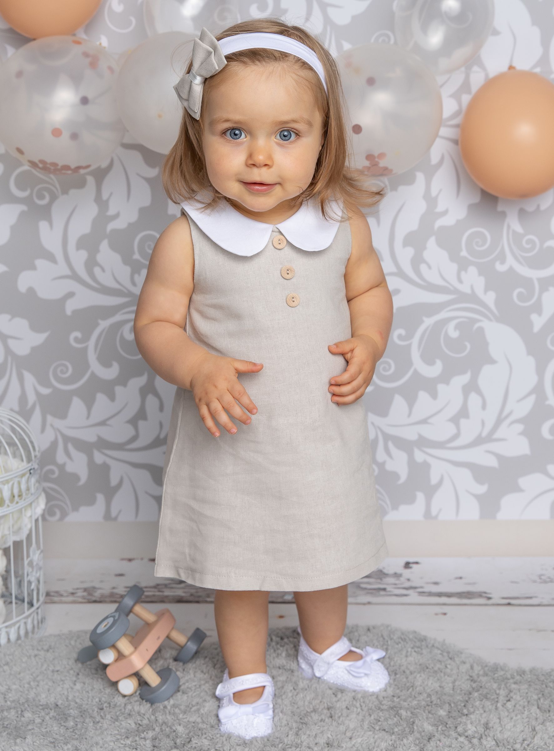 Robe Noire Et Beige En Lin Mélangé - Taille 12 - Coupe Shift, Longueur Mini - Occasion Très Bon état
