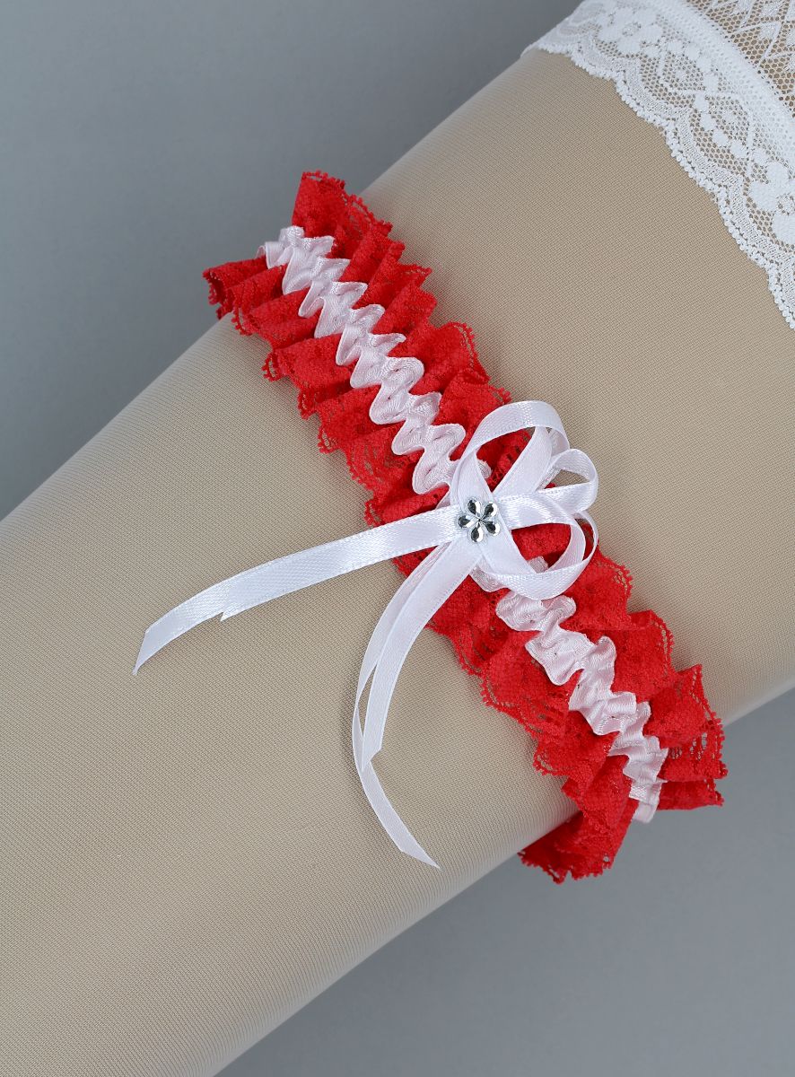 Ensemble Jarretières De Mariage Dentelle Élastique - Blanc Bleu Rouge Noir Grande Taille Style A