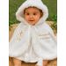Cape de baptême polaire fausse fourrure - Personnalisable Blanc bébé