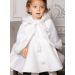 Cape de baptême satin et fourrure avec capuche Blanc bébé