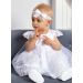 Robe de baptême blanche + bandeau Maëlle