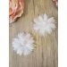 Lot de 2 fleurs tissu et perles avec velcro Blanc