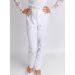 Pantalon fille taille haute blanc