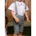 Bermuda à bretelle pour bébé et petit garçon vert sauge collection Noam