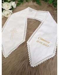 Etole de baptême dentelle coton vintage