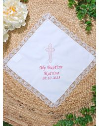 Mouchoir blanc pour cérémonie baptême mariage contour dentelle blanc