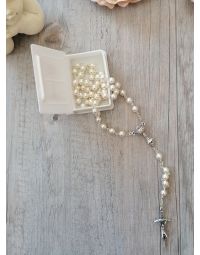chapelet première communion blanc blanc