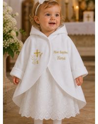 Cape de baptême blanche pas cher bébé fille