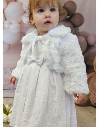Veste baptême blanche pour bébé fille bol0029