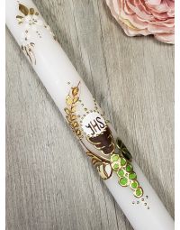 Cierge de communion avec peinture réalisée à la main