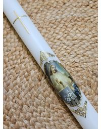 Cierge de première communion garçon personnalisé blanc