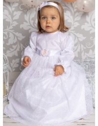 Robe baptême longues dentelle + bandeaux