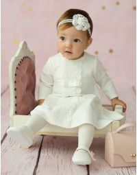 robe de baptême hiver manches longues avec dentelle