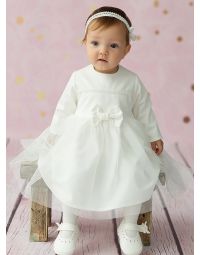Robe baptême bébé hiver tulle et noeud