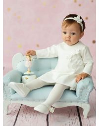 Robe de baptême manches longues hiver fleurs