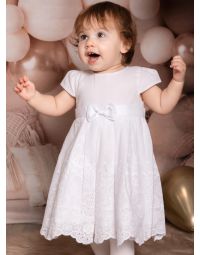 Robe de baptême coton brodé pour bébé ou petite fille