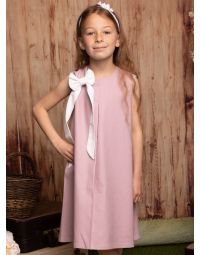 Robe mariage enfant tenue fille en lin avec noeud