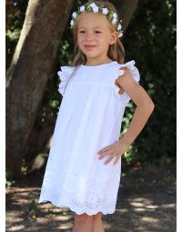 Robe baptême blanche coton brodée modèle Ange