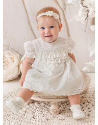 robe de cérémonie baptême bébé coton brodé