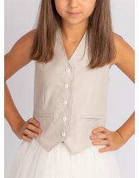 Bustier fille en lin beige