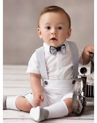 Costume bermuda bébé blanc pour baptême ou mariage