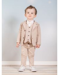 Costumes beige pour bébé ou petit garçon en coton.