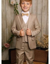 Costume de cérémonie garçon beige : mariage enfant, communion ou baptême