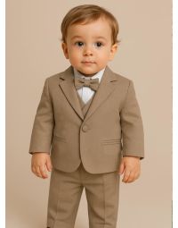 Costume Cérémonie Petit Garçon Beige Foncé modèle Lucas