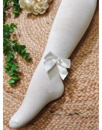 Collant de cérémonie bébé fille avec noeud satin