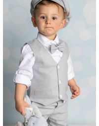 Costume mariage petit garçon et bébé lin gris