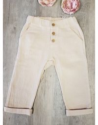 pantalon beige ceremonie mariage garcon coton gaze
