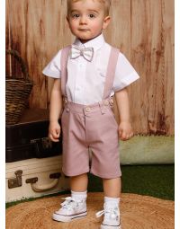 Tenue lin rose bébé et petit garçon collection Noam