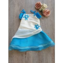 Collier Fantaisie Blanc Et Turquoise – Verre – Pour Femme Ou Enfant – Cérémonie