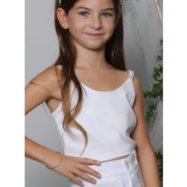 Top Blanc Fille Bloomil - Taille 24 Mois - Motif Floral - Très Bon état (occasion)