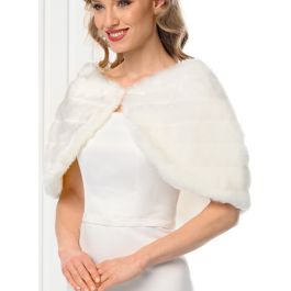SK Studio Boléro Cape Fausse Fourrure Filles - Cape De Demoiselle D'Honneur Mariage, Chaud Et Élégant Avec Pompon