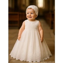 Robe Et Bonnet De Baptême Pour Poupée - Taille Début XX - Occasion