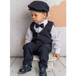Tenue Garçon Chaps 3 Mois - Ensemble Bleu à Carreaux Manches Longues, Style Habillé