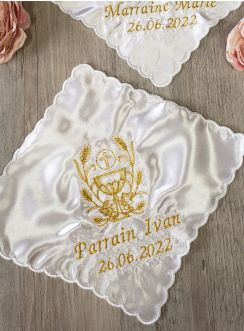 Mouchoir en satin broderie Calice 