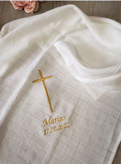 Tissu lange de Baptême Croix Simple