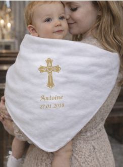 Couverture de baptême bébé personnalisée – Croix orthodoxe