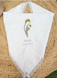 Tissu coton dentelle avec Vierge et l'enfant