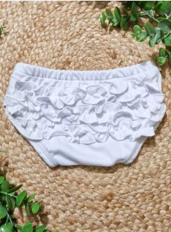 Culotte bébé blanche avec froufrous en coton