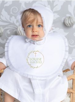 Bavoir baptême collection "Olivier et Croix"