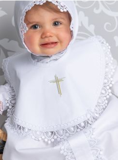 Bavoir baptême brodé Croix Moderne personnalisable