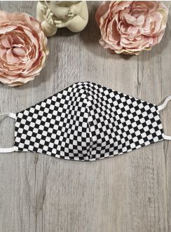 masque enfant quadrillage noir et blanc