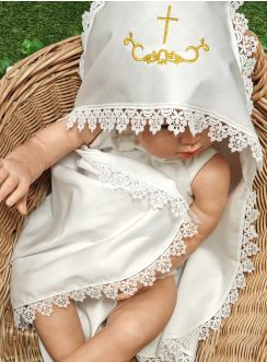 Linge lange carré dentelle large - Personnalisable Blanc