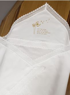Linge linceul bébé dentelle fleur de coeur deuil